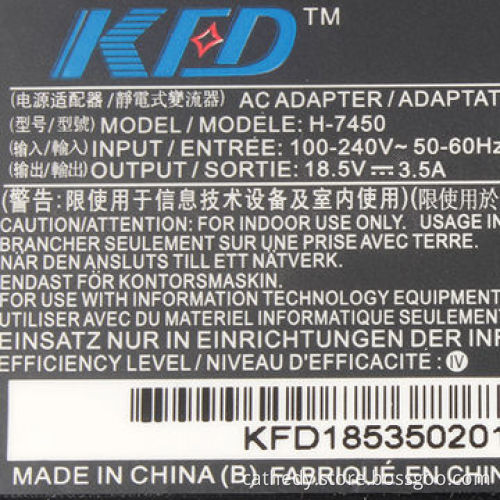 AC/DC Adapter Charger for HP/Compaq DC359A 402018-001, 18.5V, 3.5A 7.4 x 5.0mm